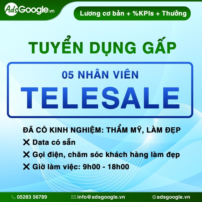 TUYỂN GẤP 5 NV TELESALE